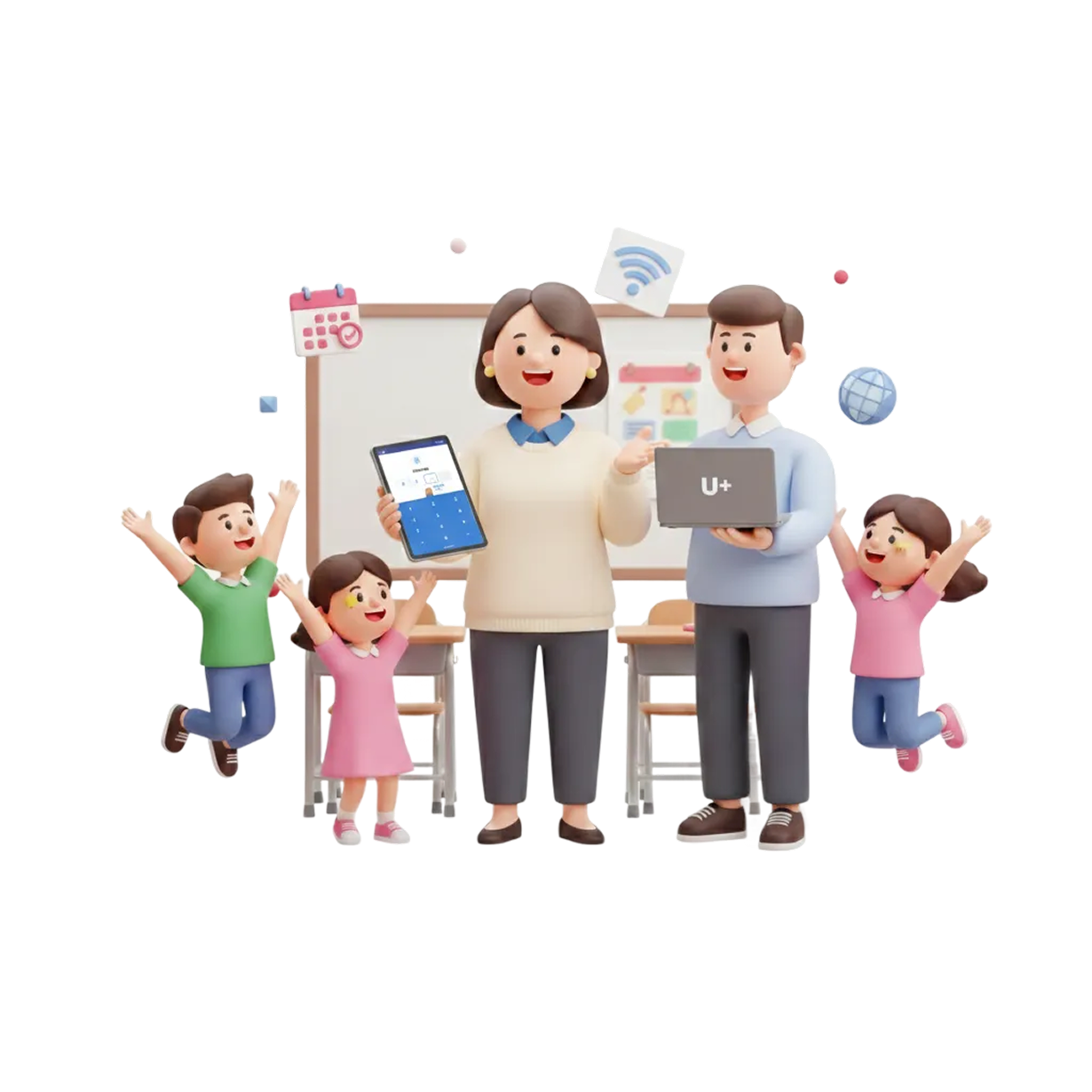 원장님과 선생님, 그리고 학생들이 신나하는 모습